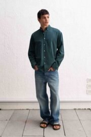OVERSIZE FRESH KETEN PETROL YEŞİLİ GÖMLEK - Görsel 2