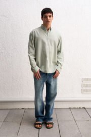 OVERSIZE FRESH KETEN MİNT GÖMLEK - Görsel 2