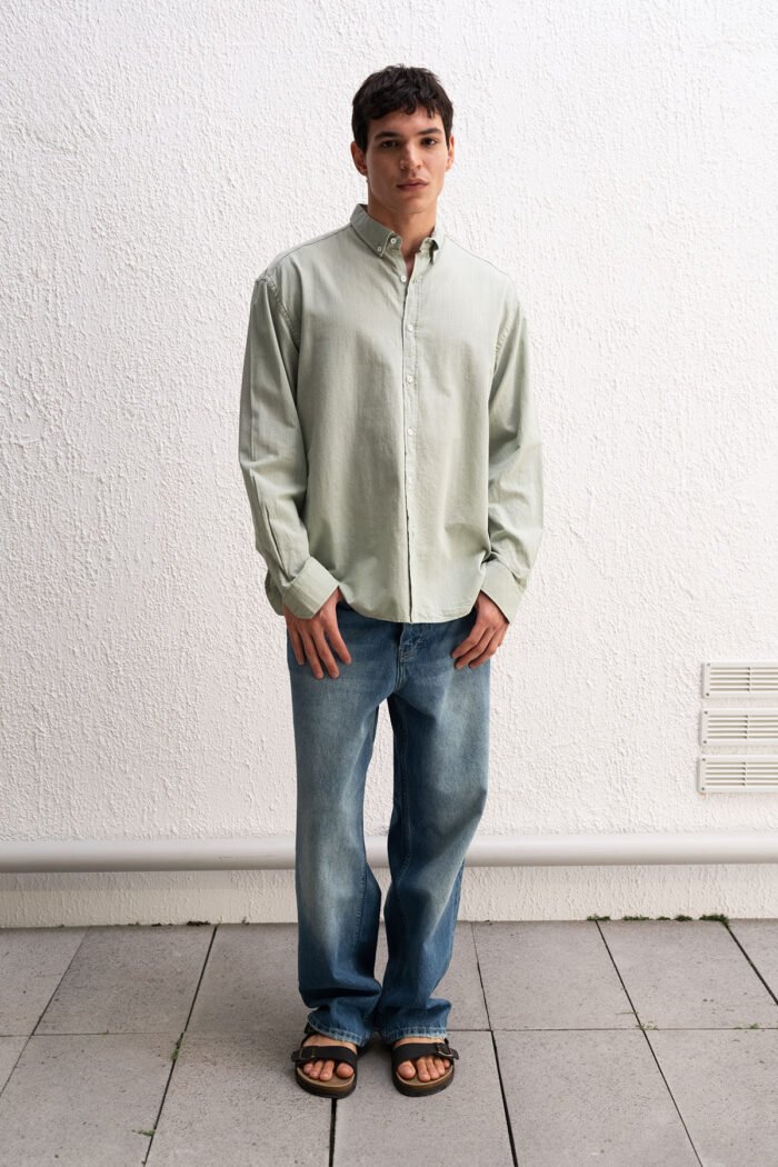 OVERSIZE FRESH KETEN MİNT GÖMLEK - Görsel 2
