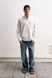 OVERSIZE FRESH KETEN BEYAZ GÖMLEK - Görsel 2
