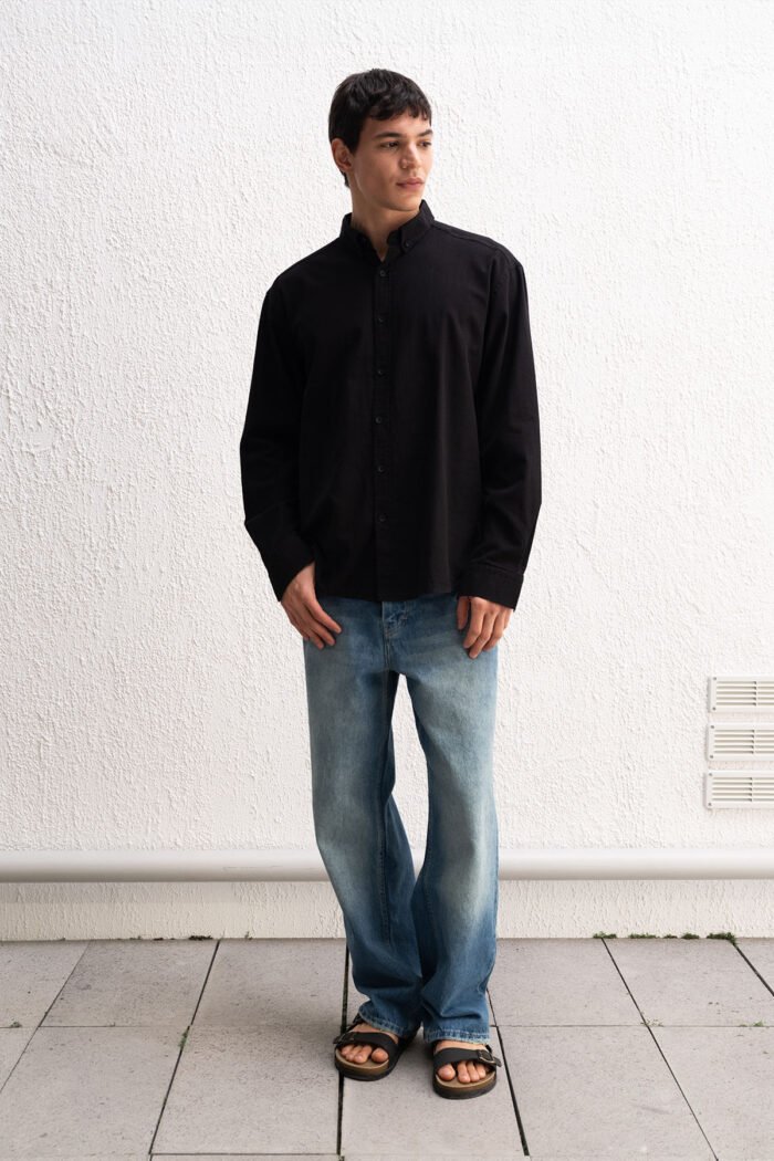 OVERSIZE FRESH KETEN SİYAH GÖMLEK - Görsel 2