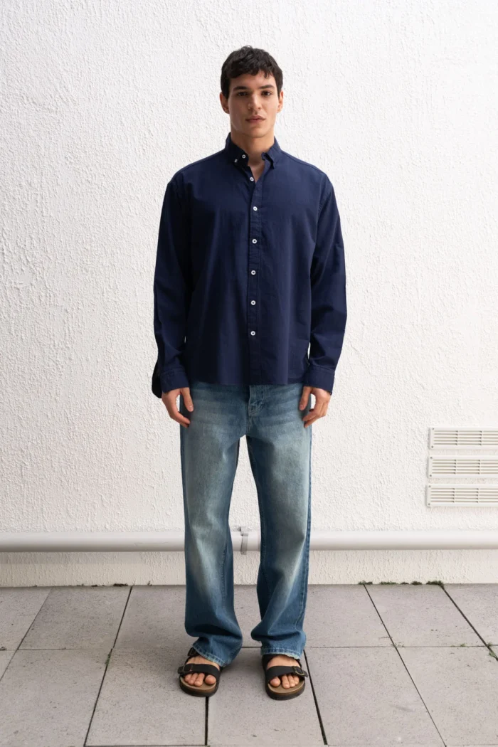 OVERSIZE FRESH KETEN LACİVERT GÖMLEK - Görsel 6