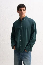 OVERSIZE FRESH KETEN PETROL YEŞİLİ GÖMLEK - Görsel 3