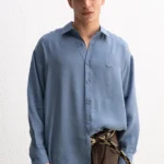 OVERSIZE MODAL INDIGO GÖMLEK