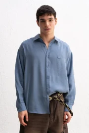 OVERSIZE MODAL INDIGO GÖMLEK