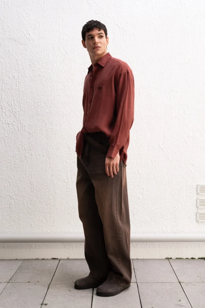 OVERSIZE MODAL KİREMİT GÖMLEK - Görsel 3