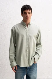 OVERSIZE FRESH KETEN MİNT GÖMLEK