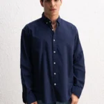 OVERSIZE FRESH KETEN LACİVERT GÖMLEK