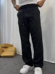 GIESTO SİYAH İNCLUSİVE KETEN BAGGY PANTOLON - Görsel 5