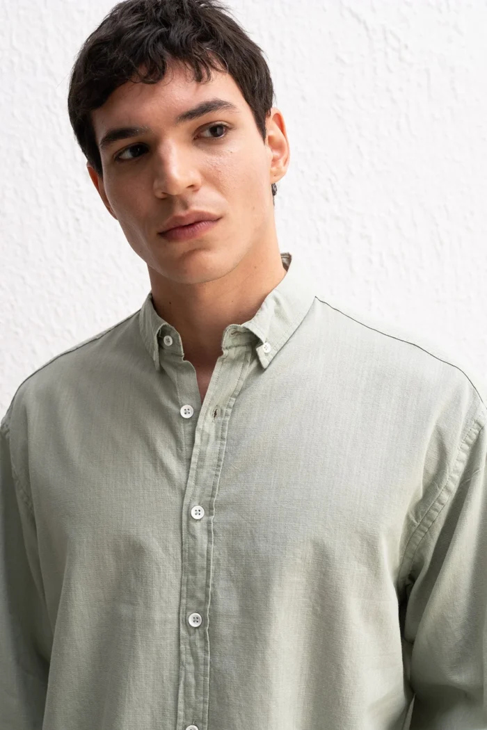 OVERSIZE FRESH KETEN MİNT GÖMLEK - Görsel 6