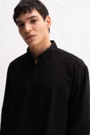 OVERSIZE FRESH KETEN SİYAH GÖMLEK - Görsel 4