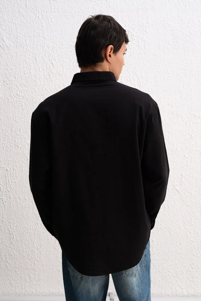 OVERSIZE FRESH KETEN SİYAH GÖMLEK - Görsel 5