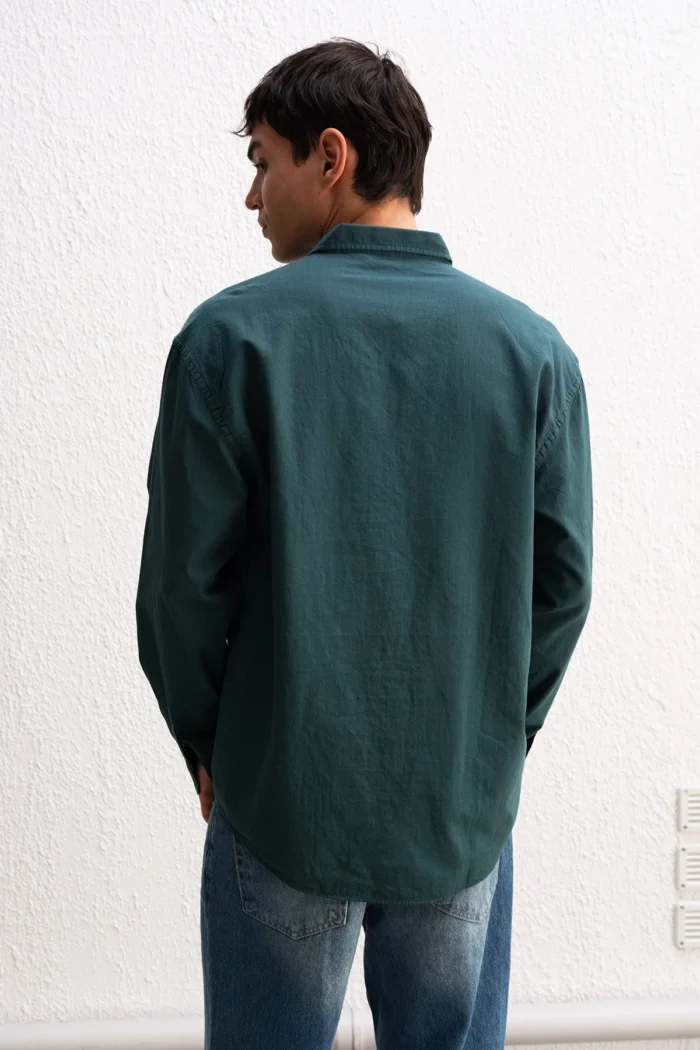 OVERSIZE FRESH KETEN PETROL YEŞİLİ GÖMLEK - Görsel 5