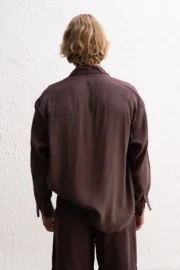 OVERSIZE MODAL KAHVE GÖMLEK - Görsel 3
