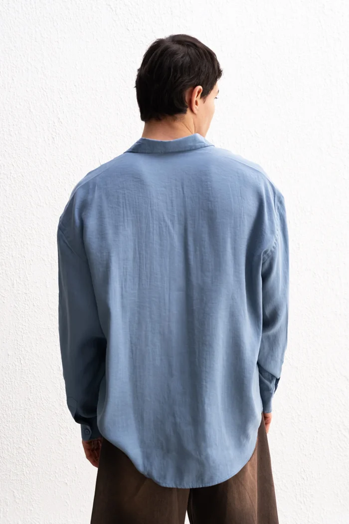 OVERSIZE MODAL INDIGO GÖMLEK - Görsel 5