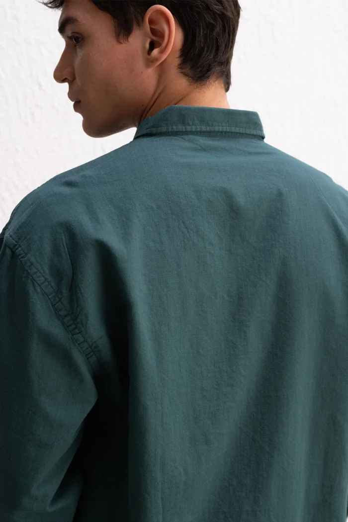 OVERSIZE FRESH KETEN PETROL YEŞİLİ GÖMLEK - Görsel 6