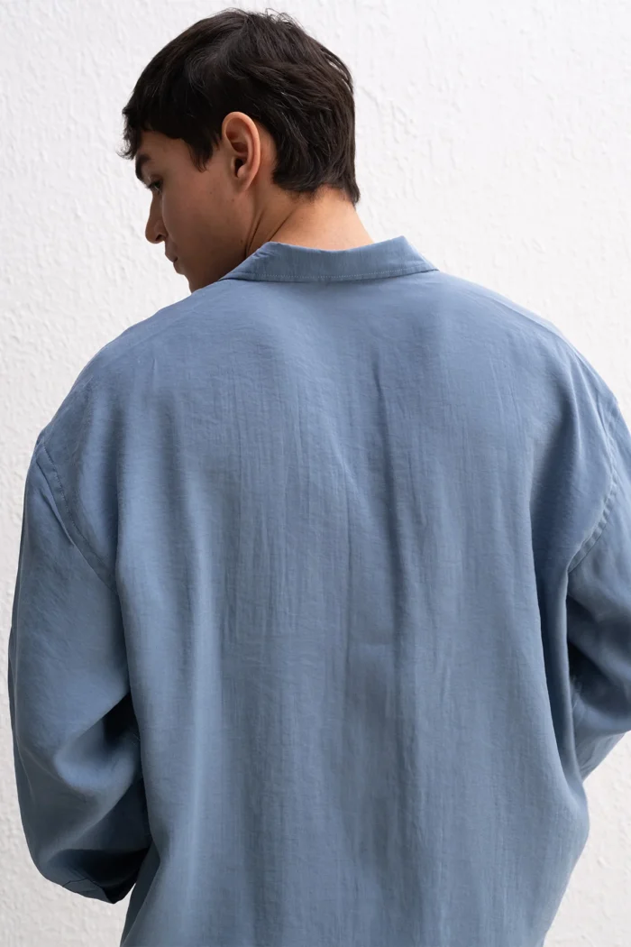 OVERSIZE MODAL INDIGO GÖMLEK - Görsel 6