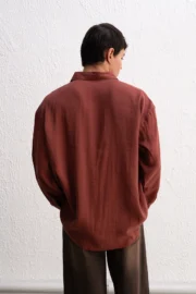 OVERSIZE MODAL KİREMİT GÖMLEK - Görsel 6