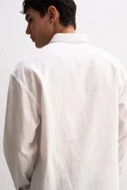 OVERSIZE FRESH KETEN BEYAZ GÖMLEK - Görsel 6