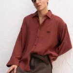 OVERSIZE MODAL KİREMİT GÖMLEK