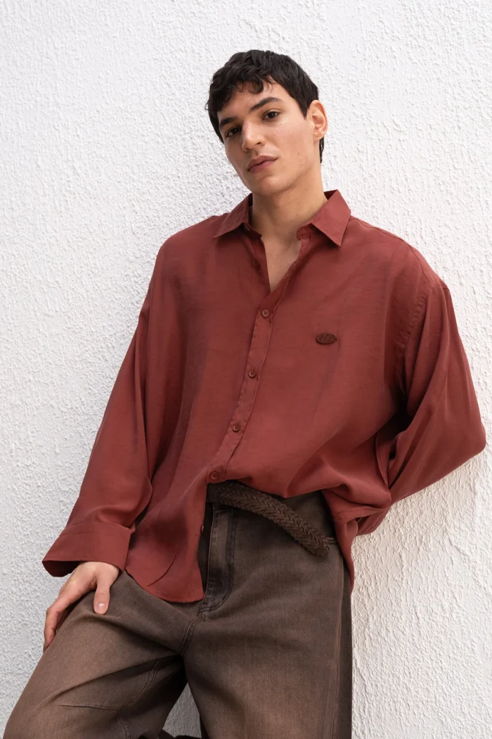 OVERSIZE MODAL KİREMİT GÖMLEK - Görsel 1