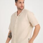 Rahat Kalıp Bej Müslin Keten Gömlek