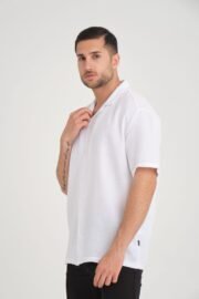 Rahat Kalıp Beyaz Müslin Keten Gömlek