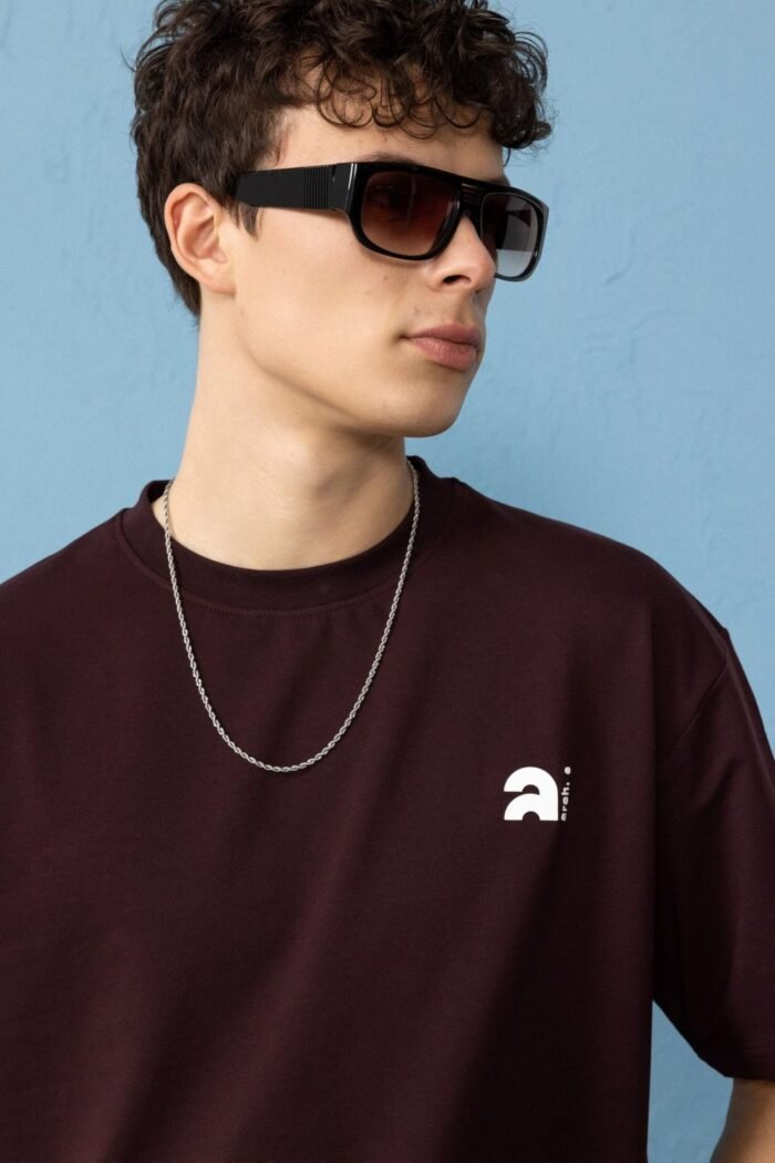 Minimal Baskılı Oversize Erkek T-shirt - Görsel 3