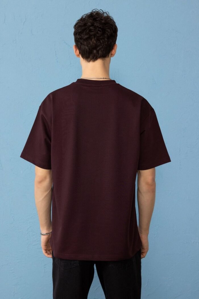 Minimal Baskılı Oversize Erkek T-shirt - Görsel 4