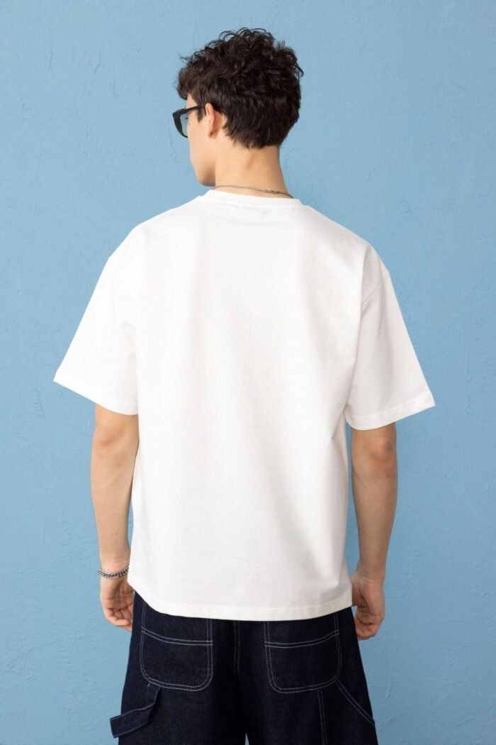 Minimal Baskılı Oversize Erkek T-shirt - Görsel 4