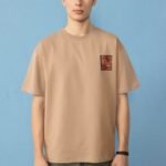 Halı Deseni İşlemeli Kahverengi Oversize Erkek T-shirt