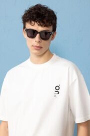 Minimal Baskılı Beyaz Oversize Erkek T-shirt - Görsel 3