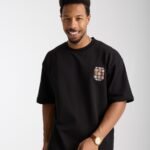 Minimal Baskılı Siyah Oversize Erkek T-shirt