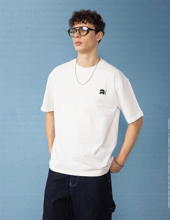 Minimal Baskılı Oversize Erkek T-shirt - Görsel 3
