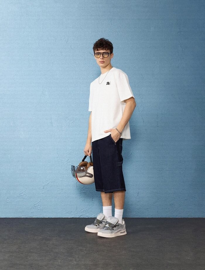 Minimal Baskılı Oversize Erkek T-shirt - Görsel 2