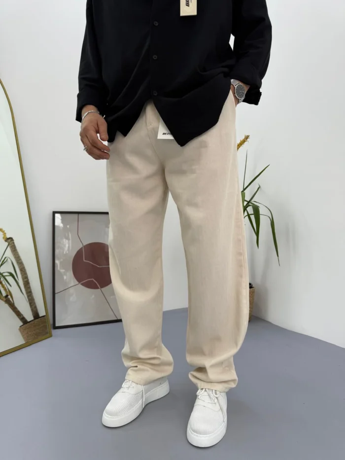 GIESTO BEJ İNCLUSİVE KETEN BAGGY PANTOLON - Görsel 2