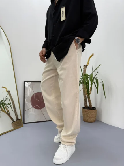 GIESTO BEJ İNCLUSİVE KETEN BAGGY PANTOLON
