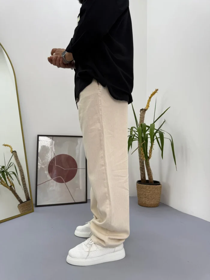 GIESTO BEJ İNCLUSİVE KETEN BAGGY PANTOLON - Görsel 5