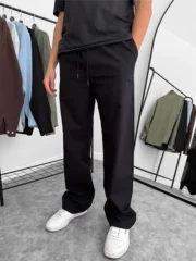 GIESTO SİYAH İNCLUSİVE KETEN BAGGY PANTOLON - Görsel 2